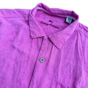 Tommy Bahama Men's Silk Short Sleeve Button Up Shirt Pink Size Medium